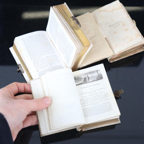 163 - 3 19th century prayer books, with carved ivory covers, length 10cm