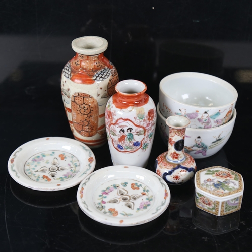 168 - Various Oriental ceramics, including pair of tea bowls, Japanese Kutani vases etc