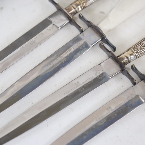 179 - 4 cased silver-handled knives, by J Nowill & Sons of Sheffield