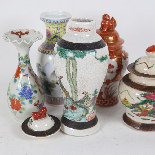 186 - Various Oriental ceramics, including ginger jar and cover, baluster vase etc