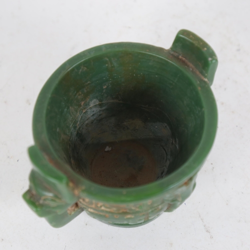 204 - A Chinese green resin censer, height 9cm