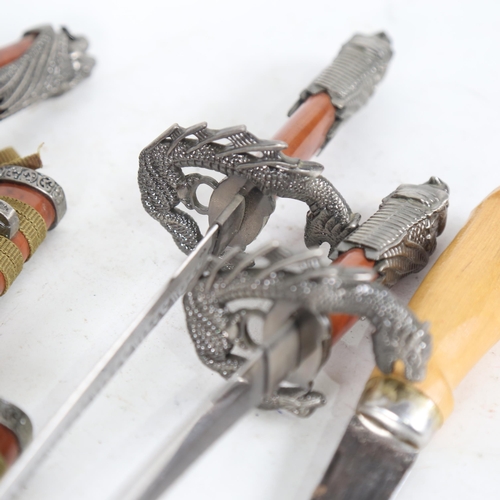 220 - J Marttiini of Finland, filleting knife, and 3 replica Japanese graduated daggers and scabbards (4)