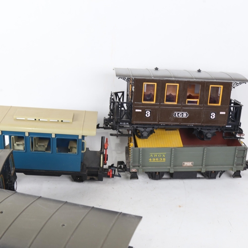 240 - G gauge model railway locomotives and carriages, including LGB engine