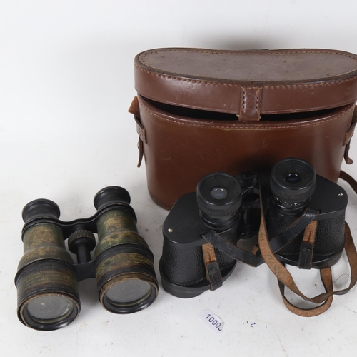 252 - A pair of Barr & Stroud 8xCF18 binoculars in leather case, and another Vintage pair of binoculars (2... 