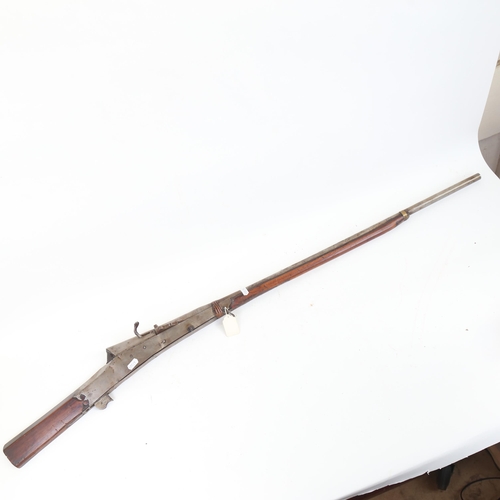 64 - A 19th century matchlock punt gun, length 123cm