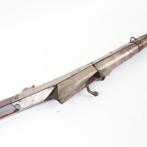 64 - A 19th century matchlock punt gun, length 123cm