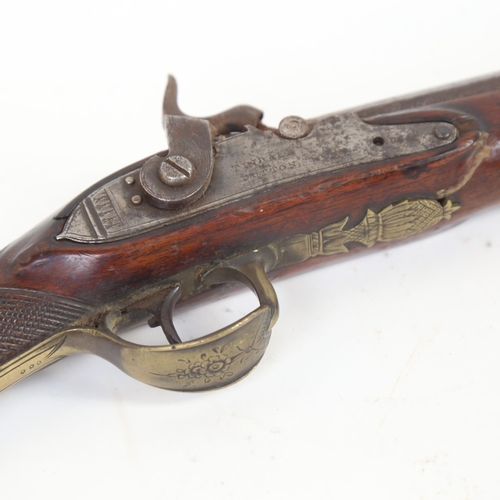 65 - A 19th century muzzle loading Flint lock converted to Percussion sporting gun, by Tindall & Dutton, ... 