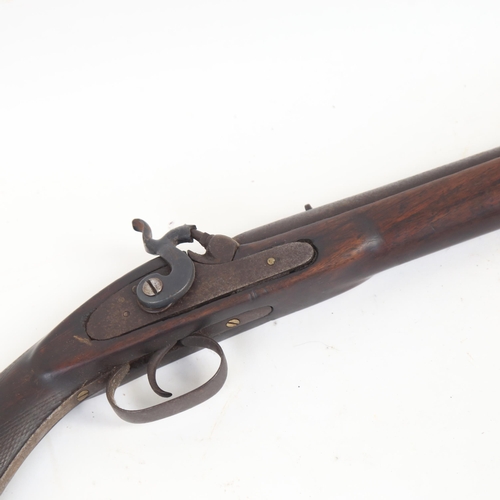 66 - A 19th century muzzle loading percussion sporting gun, length 123cm