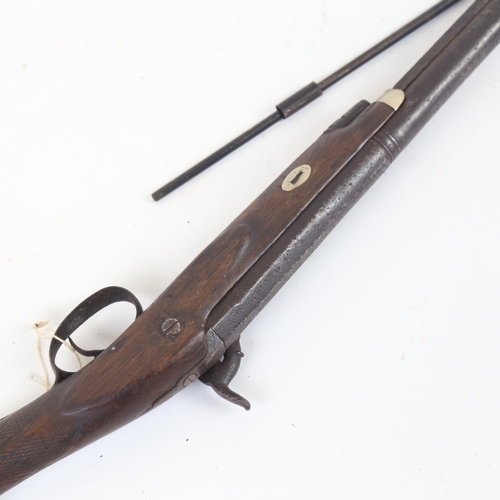 67 - A small 19th century muzzle loading percussion sporting gun, length 100cm