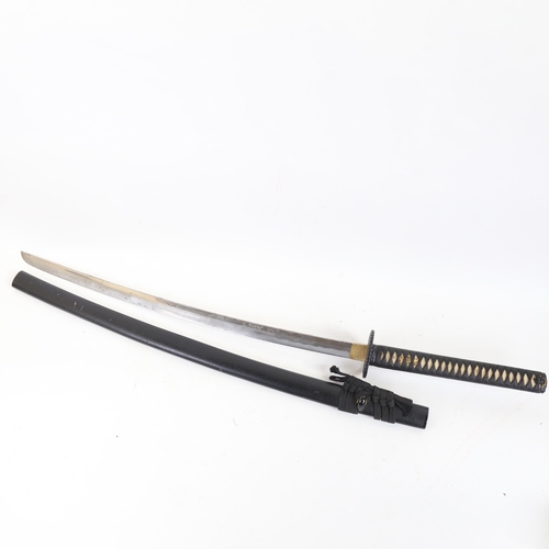 68 - A replica Chinese katana sword and scabbard, blade length 70cm