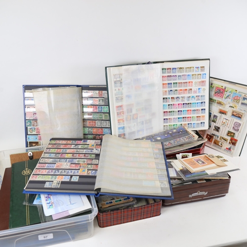 97 - A large quantity of various postage stamps, albums, First Day Covers etc (2 boxes)