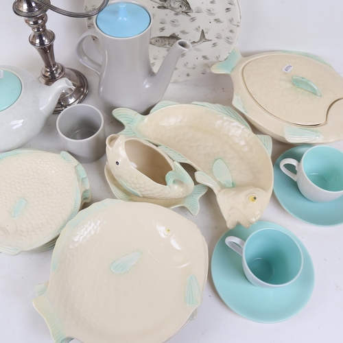 270 - Shorter & Son ceramic fish dinnerware, Poole Pottery tea set for 2 etc