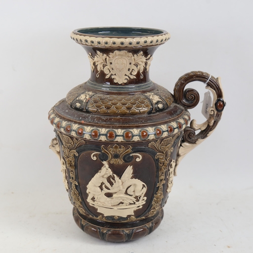 291 - A large 19th century stoneware pottery urn vase, height 35cm, A/F