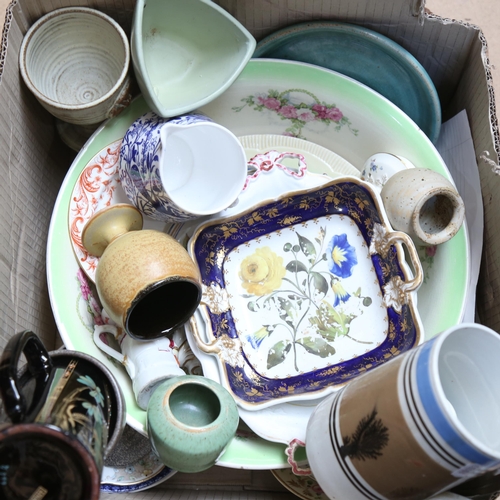 299 - Various ceramics, including Doulton Lambeth salt glaze stoneware tyg (handle missing), wash bowl etc... 