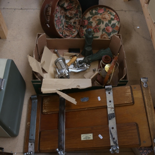 305 - Various collectables, including Olympia typewriter, African resin figure etc (boxful)