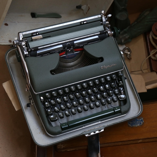 305 - Various collectables, including Olympia typewriter, African resin figure etc (boxful)