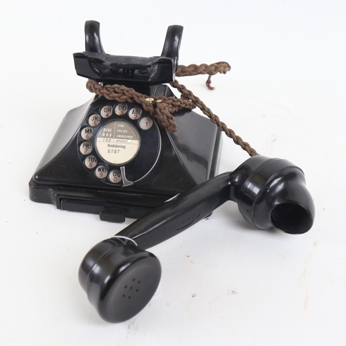 345 - Vintage black Bakelite dial telephone