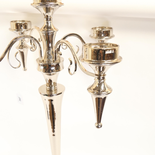 347 - A large floor standing chrome 5-light candelabra, height 90cm