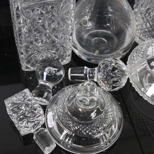 357 - 3 glass decanters and stoppers, including Dartington, and a crystal glass sugar bowl and cover (4)