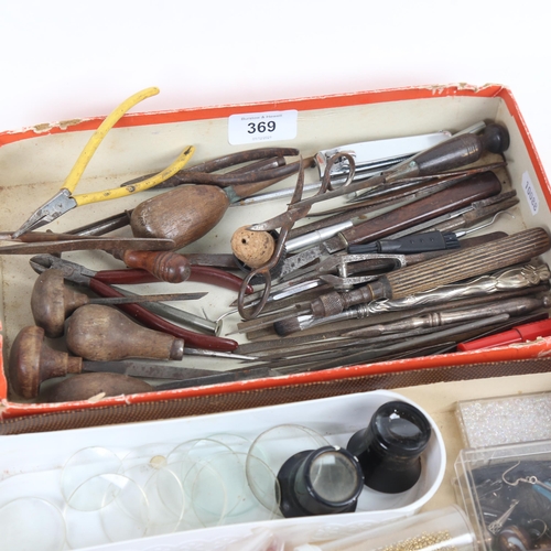 369 - Various Vintage tools and jewellery findings (2 boxes)