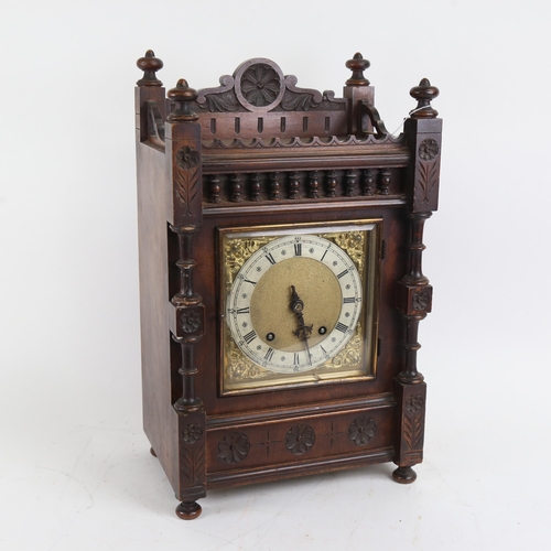 392 - A mahogany 8-day mantel clock, case height 45cm