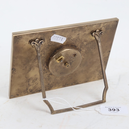 393 - An Art Deco gilt-brass 8-day strut mantel clock, case height 12cm