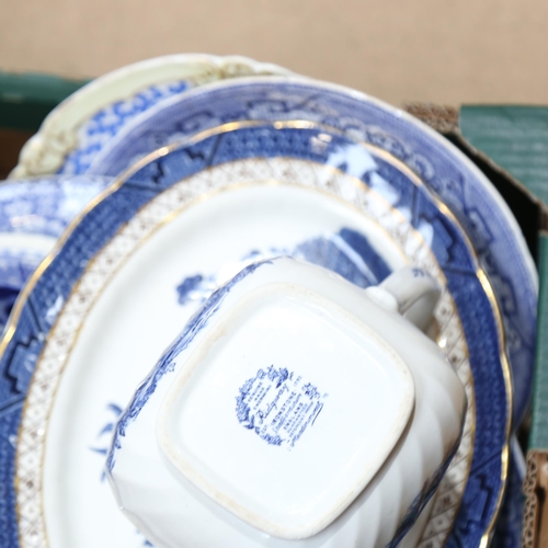 426 - A large quantity of English blue and white ceramics, including Ridgway Ironstone etc (boxful)