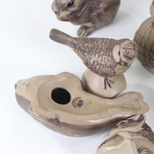 488 - 13 Poole Pottery stoneware animals and birds, including a rare wren on a stump, 15cm