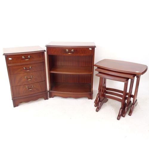 2111 - A small reproduction chest of 4 drawers, and a reproduction mahogany hall cabinet with single frieze... 