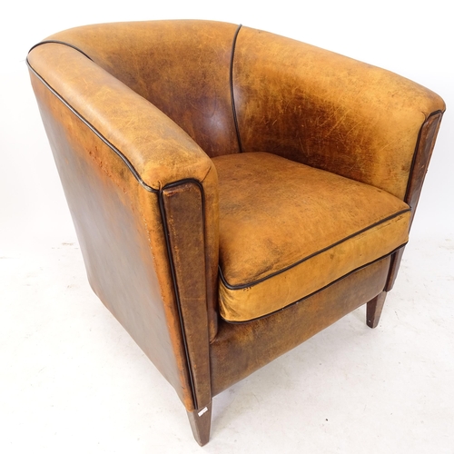 2124 - A mid-century design leather tub chair