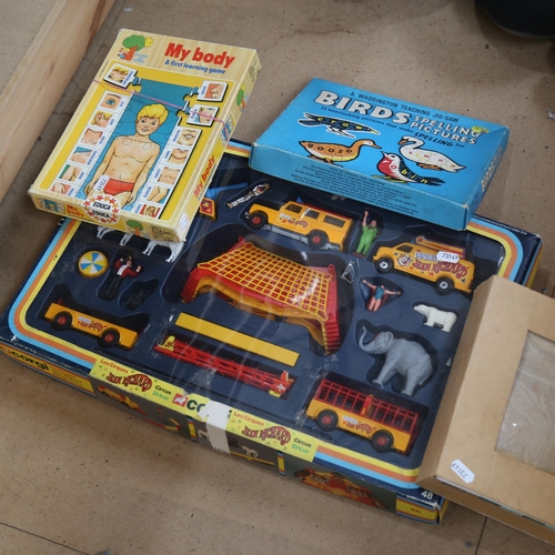 582 - Boxed Corgi circus set, Kapla, and a puzzle