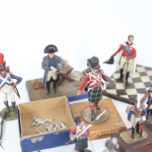 599 - Various models of military figures, including Wellington and Napoleon, height 10cm