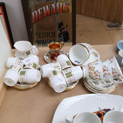 672 - Ainsley cups and saucers, and a Spode Persia coffee set, and a cabinet cup and saucer