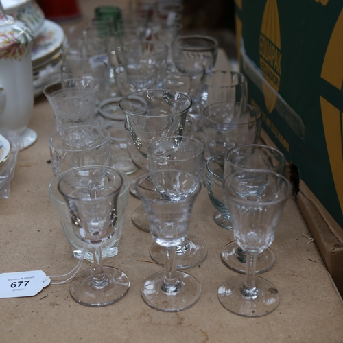 677 - A collection of 32 small, mostly Antique glasses