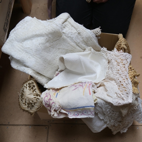 678 - 2 boxfuls containing a large quantity of Vintage linen