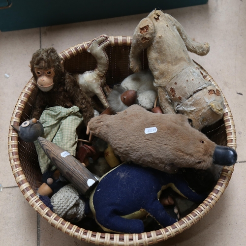 681 - A basketful of soft toys etc