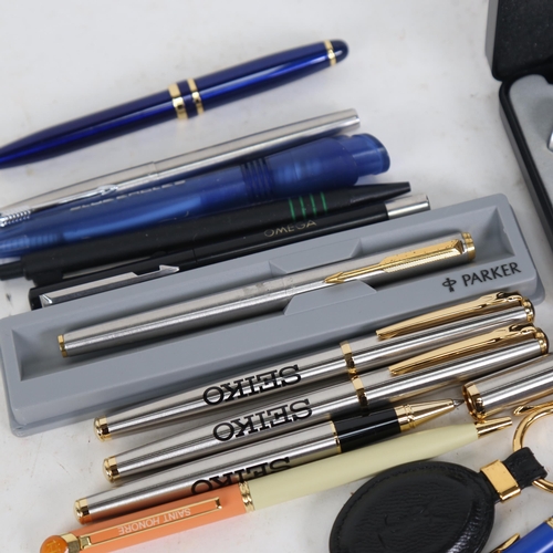 699 - Various pens, Seiko flashlight etc