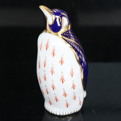 708 - Royal Crown Derby penguin, gold button, height 13cm