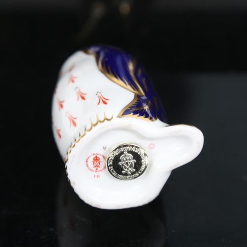 708 - Royal Crown Derby penguin, gold button, height 13cm