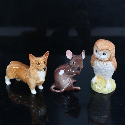 717 - 3 Beswick porcelain animals, including owl and field mouse, largest height 9cm (3)