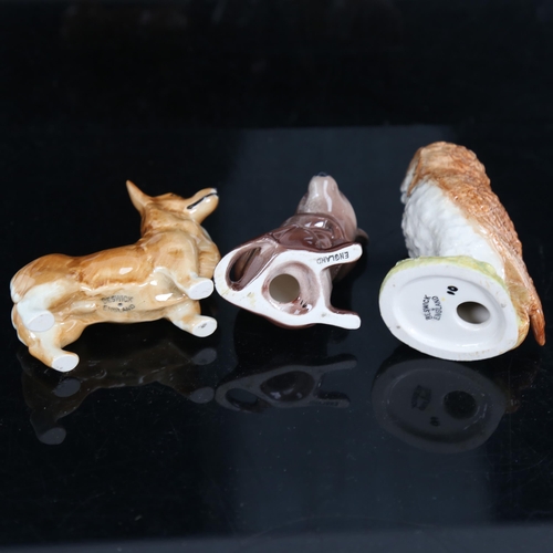 717 - 3 Beswick porcelain animals, including owl and field mouse, largest height 9cm (3)