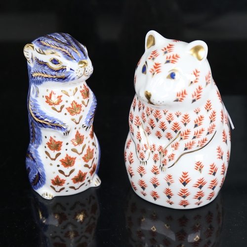 718 - Royal Crown Derby squirrel, no button, and Crown Derby beaver, no button (2)