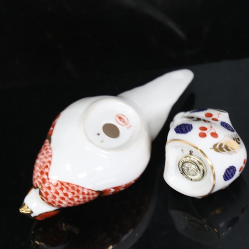 721 - Royal Crown Derby pheasant, XLIX, no button, and Crown Derby mouse, gold button (2)