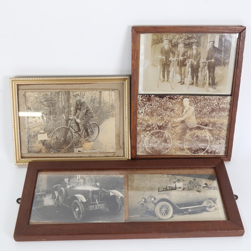 731 - A group of early 20th century cycling and motoring photographs, all framed