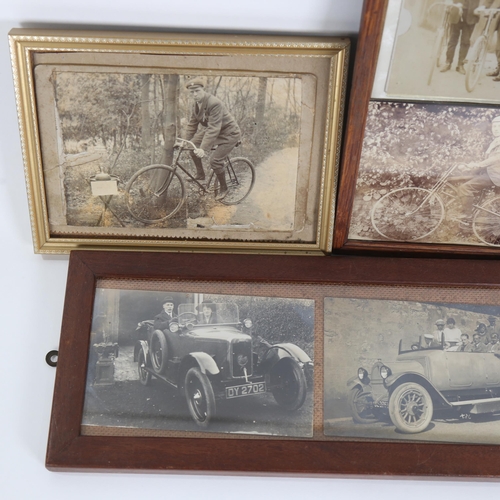 731 - A group of early 20th century cycling and motoring photographs, all framed