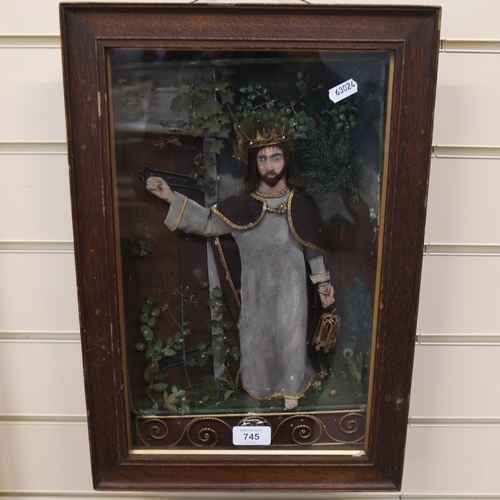 745 - A 19th century handmade diorama depicting Jesus Christ, Light Of The World, overall 47cm x 32cm