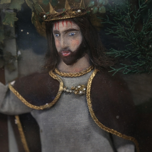 745 - A 19th century handmade diorama depicting Jesus Christ, Light Of The World, overall 47cm x 32cm