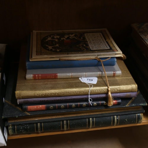 759 - Coronation souvenir book, and 2 large plain volumes with gold edge pages