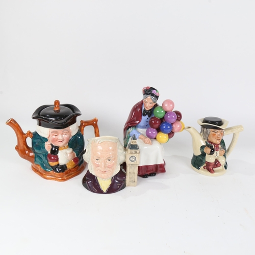 777 - Royal Doulton Old Balloon Seller, HN3737, and 3 character jugs (4)