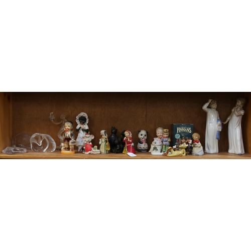 778 - Various glass and porcelain ornaments, including NAO figures, moulded glass paperweights etc